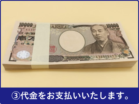 ３．代金をお支払いいたします。